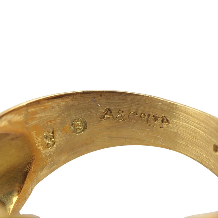 Vintage Asprey & Co. 18k Gold Emerald Diamond Cluster Cocktail Ring