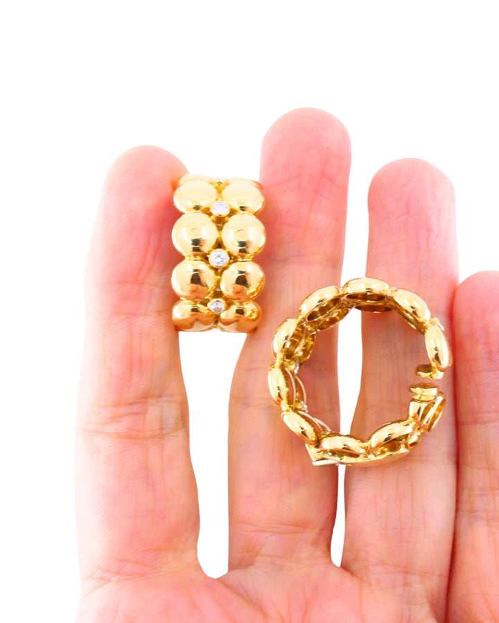 Cartier Honeymoon Clip-On Earrings 18k Gold Diamond Hoop Earrings