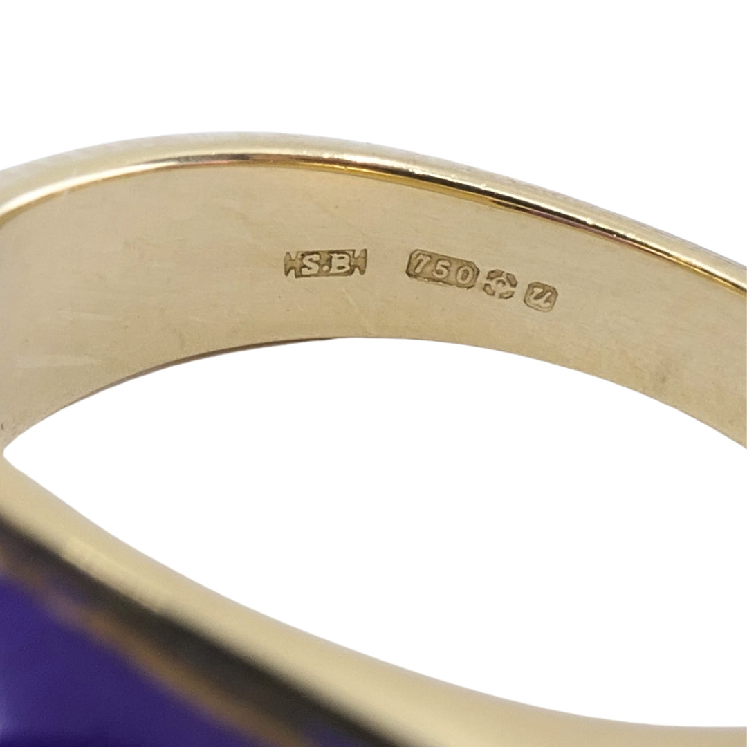 Vintage Bvlgari Tronchetto 18k Gold Amethyst Ring, Size 6.5