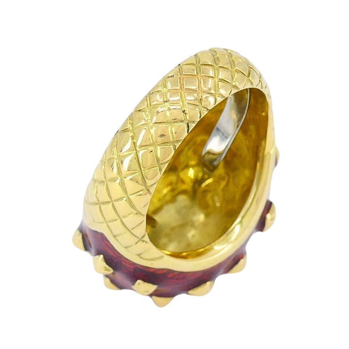 Vintage David Webb 18k Gold Enamel Dome Cocktail Ring