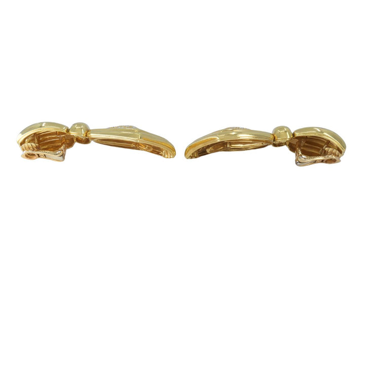 Vintage Boucheron Paris 18k Gold Diamond Ribbed Drop Earrings