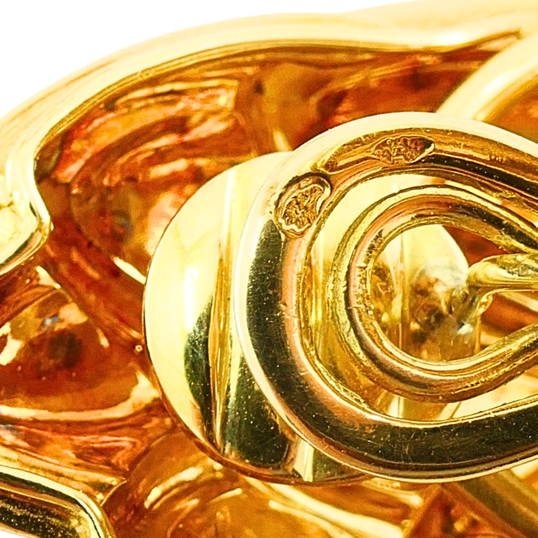 René Boivin 18k Gold Sculpted Foliate Hoop Earrings, 1970s
