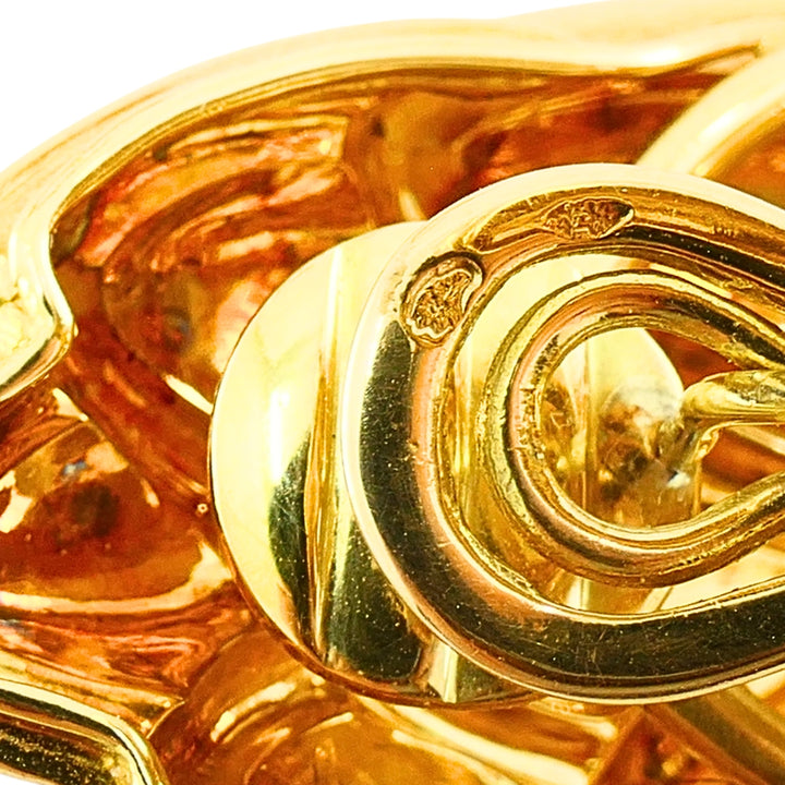 René Boivin 18k Gold Sculpted Foliate Hoop Earrings, 1970s