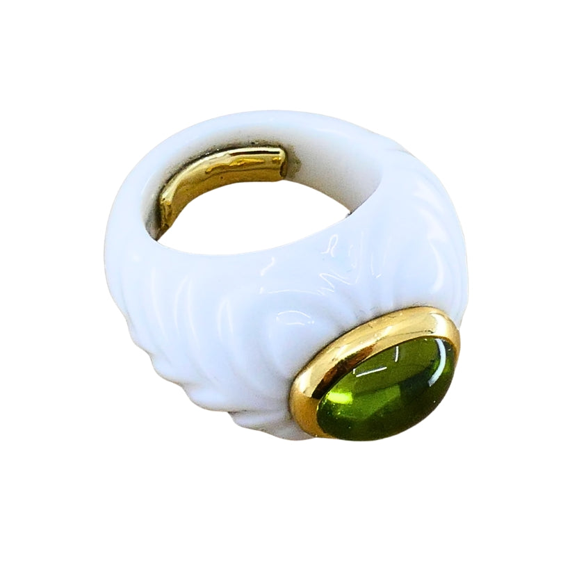 Bvlgari Bulgari Chandra Ring Porcelain Peridot 18k Gold