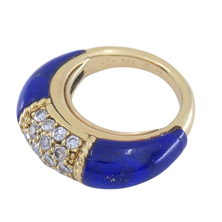 Van Cleef & Arpels Philippine 18k Gold Lapis Lazuli Diamond Ring, 1968