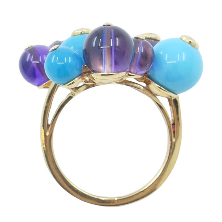 Cartier Necklace & Ring Set 18k Gold Amethyst Turquoise Diamond Box & Cert.