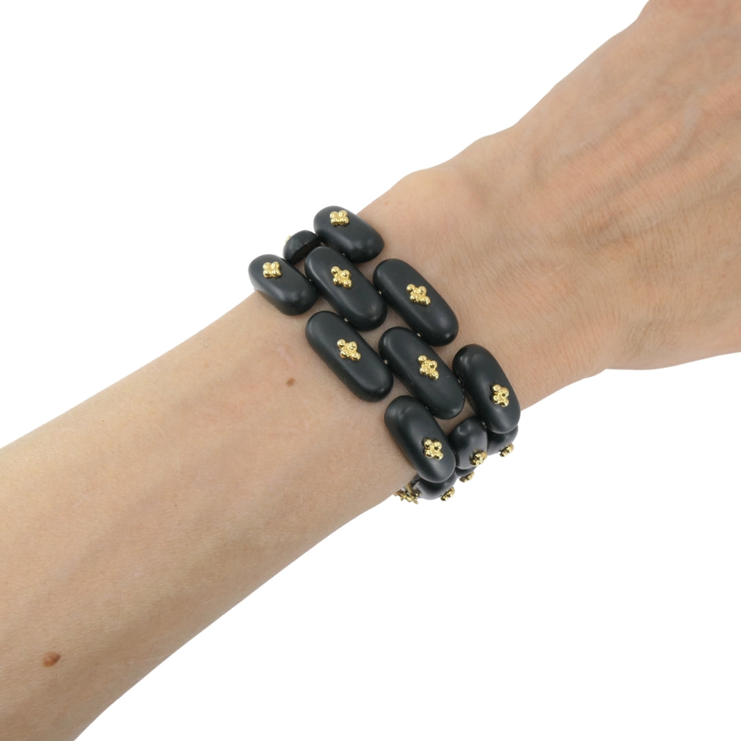 Vintage Angela Cummings Bracelet Gold Black Jade