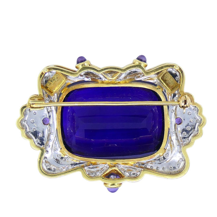 Vintage 18k Two-tone Gold Siberian Amethyst Diamond Pin Brooch