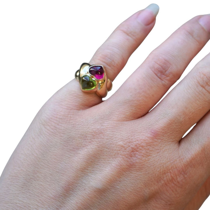 Vintage Bvlgari Cuore 18k Gold Gemstone Heart Ring