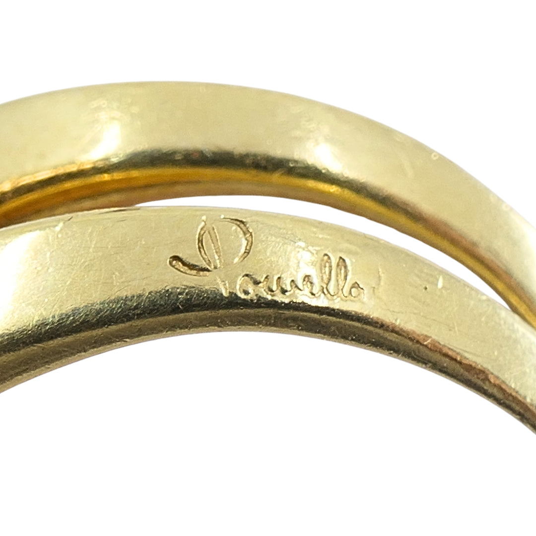 Vintage Pomellato 18k Two-Tone Gold Diamond Interlocking Cocktail Ring