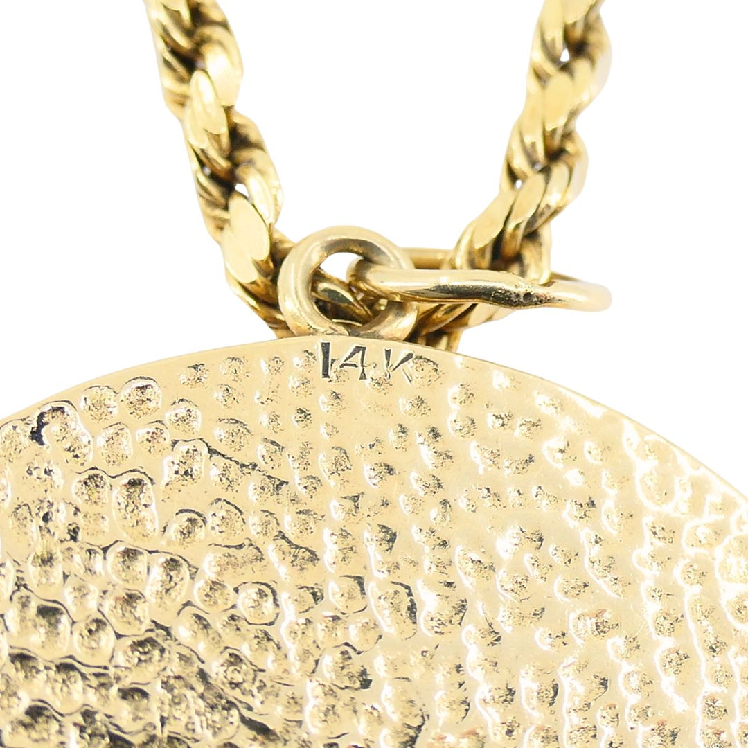 Vintage Libra 14k Gold Pendant Rope Chain Necklace