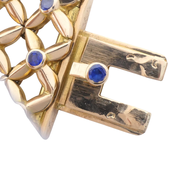 Boucheron 18k Gold Sapphire Wide Mesh Bracelet