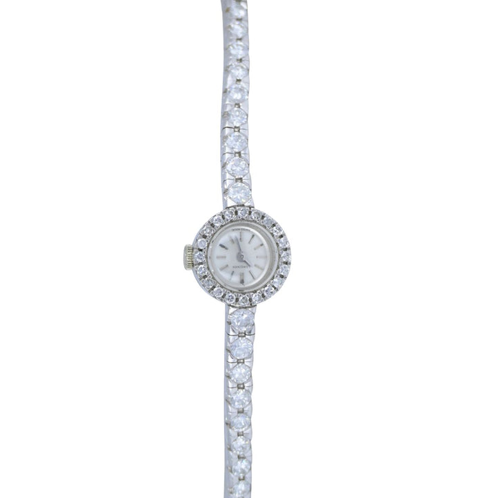 Vintage Longines Swiss 18k White Gold Diamond Lady's Wrist Watch