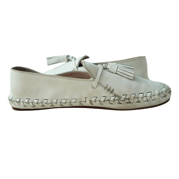 Celine White Leather Tassel Loafers sz 9.5