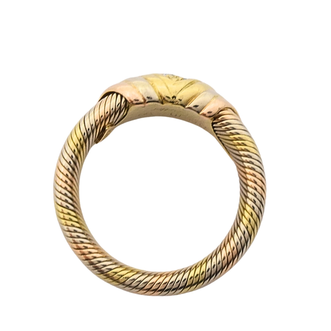 Cartier 18k Tri-Color Gold Diamond Band Ring