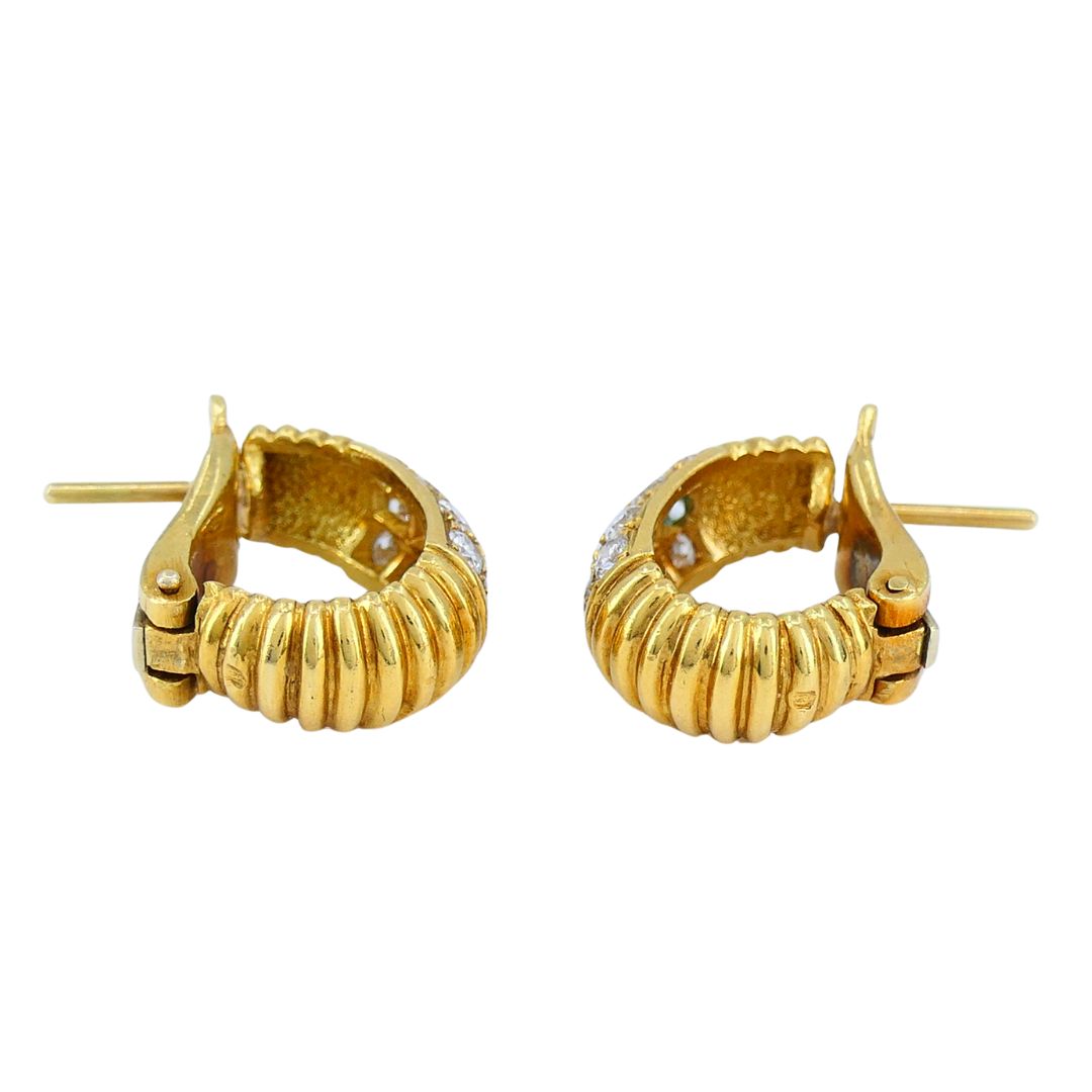 Vintage Van Cleef & Arpels 18k Gold Diamond Huggie Earrings
