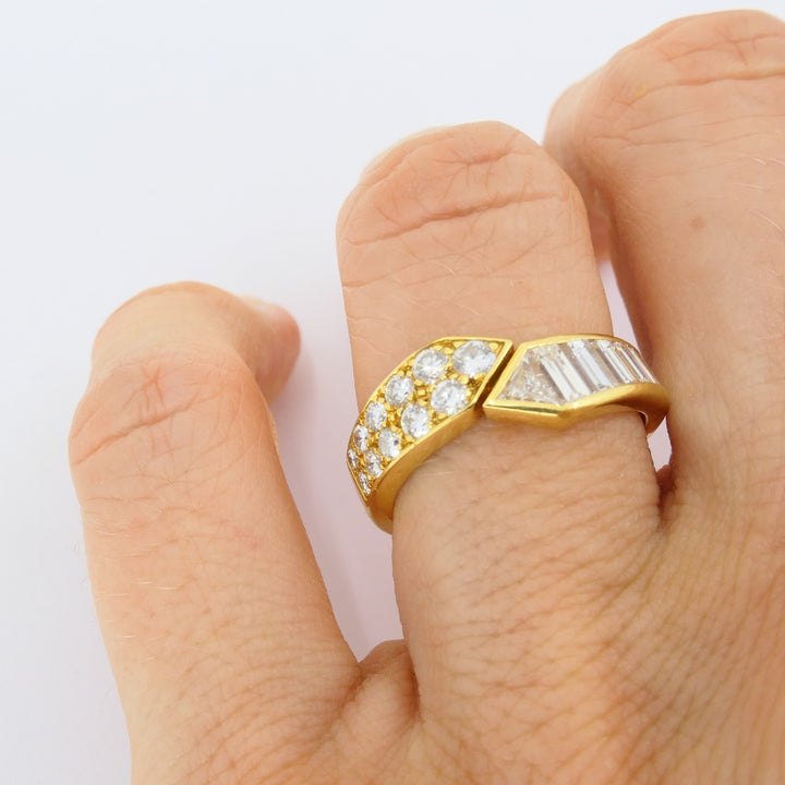Van Cleef & Arpels 18K Gold Diamond Bypass Ring