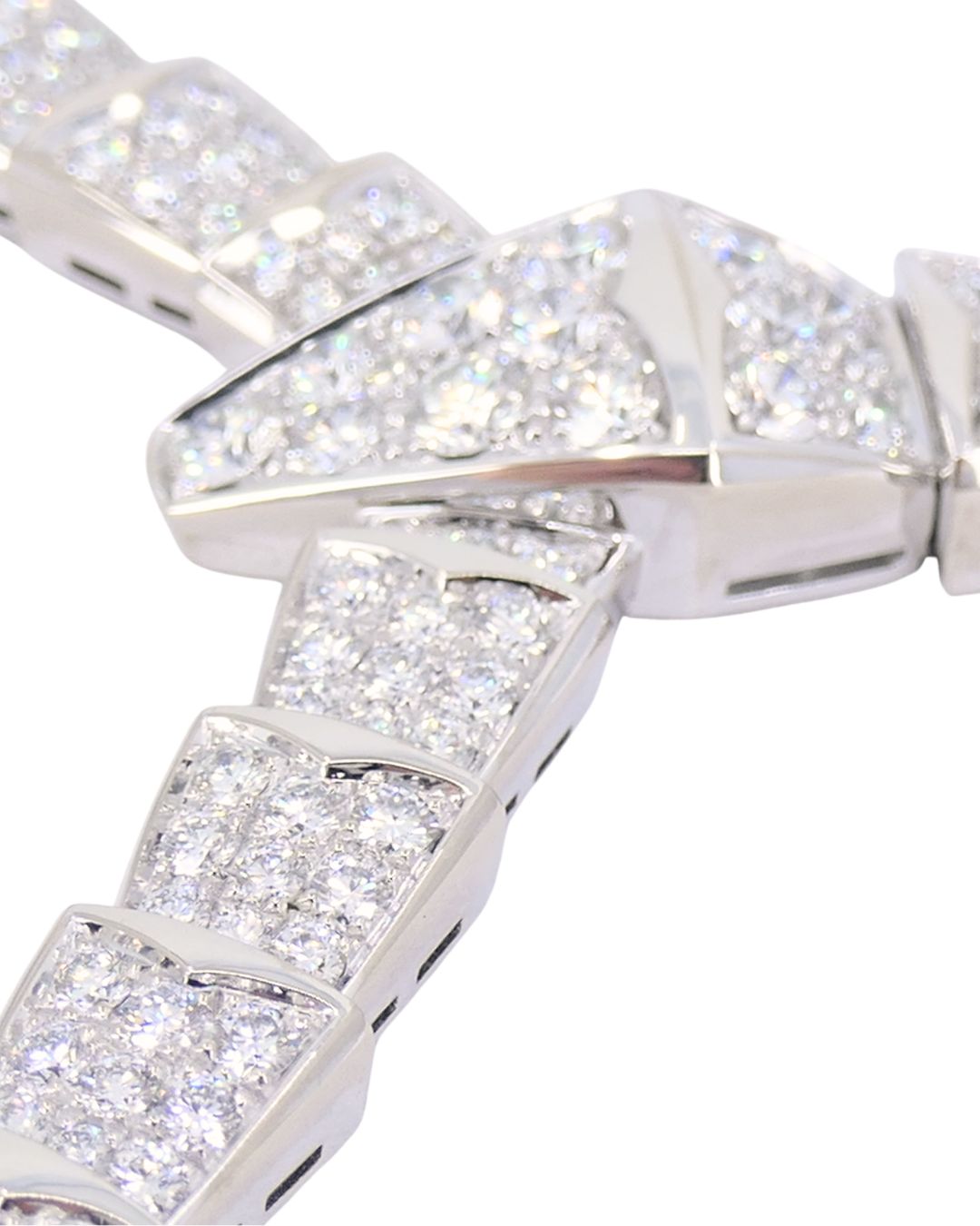 Bvlgari Bulgari Serpenti Viper Necklace 18k White Gold Diamond Drop Necklace Original Box