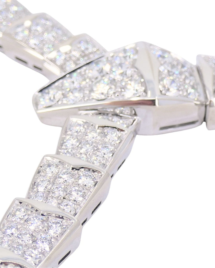 Bvlgari Bulgari Serpenti Viper Necklace 18k White Gold Diamond Drop Necklace Original Box