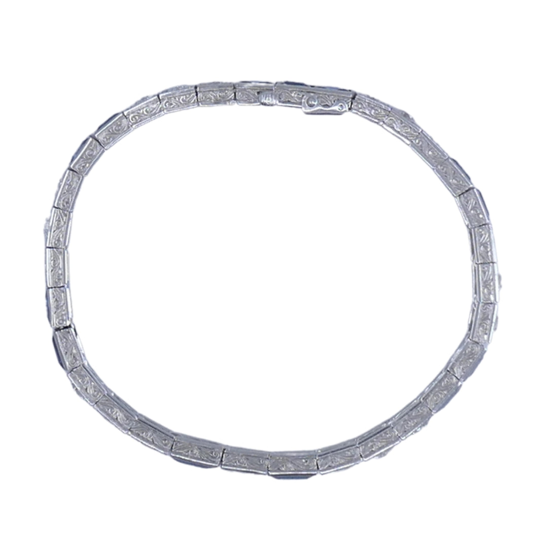 Art Deco Diamond Tennis Bracelet Sapphire Platinum Estate Jewelry