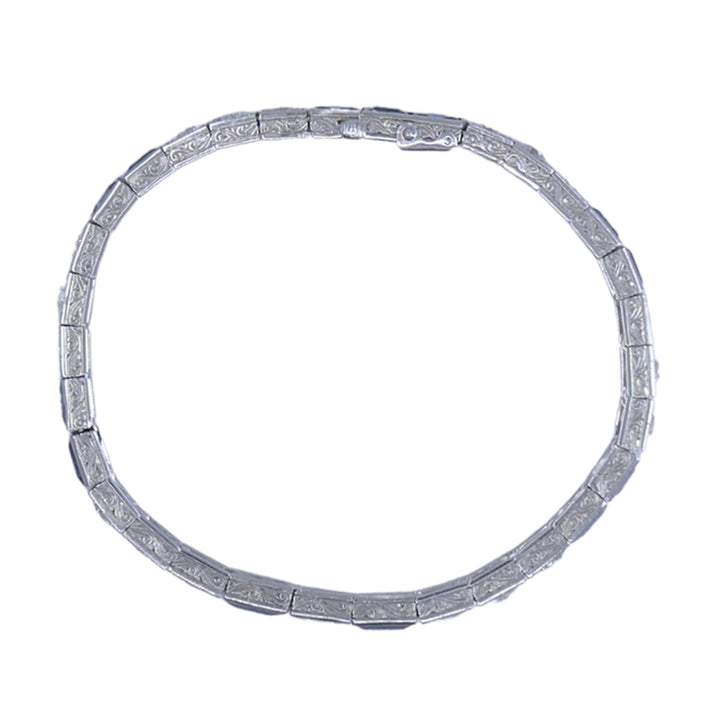 Art Deco Diamond Tennis Bracelet Sapphire Platinum Estate Jewelry