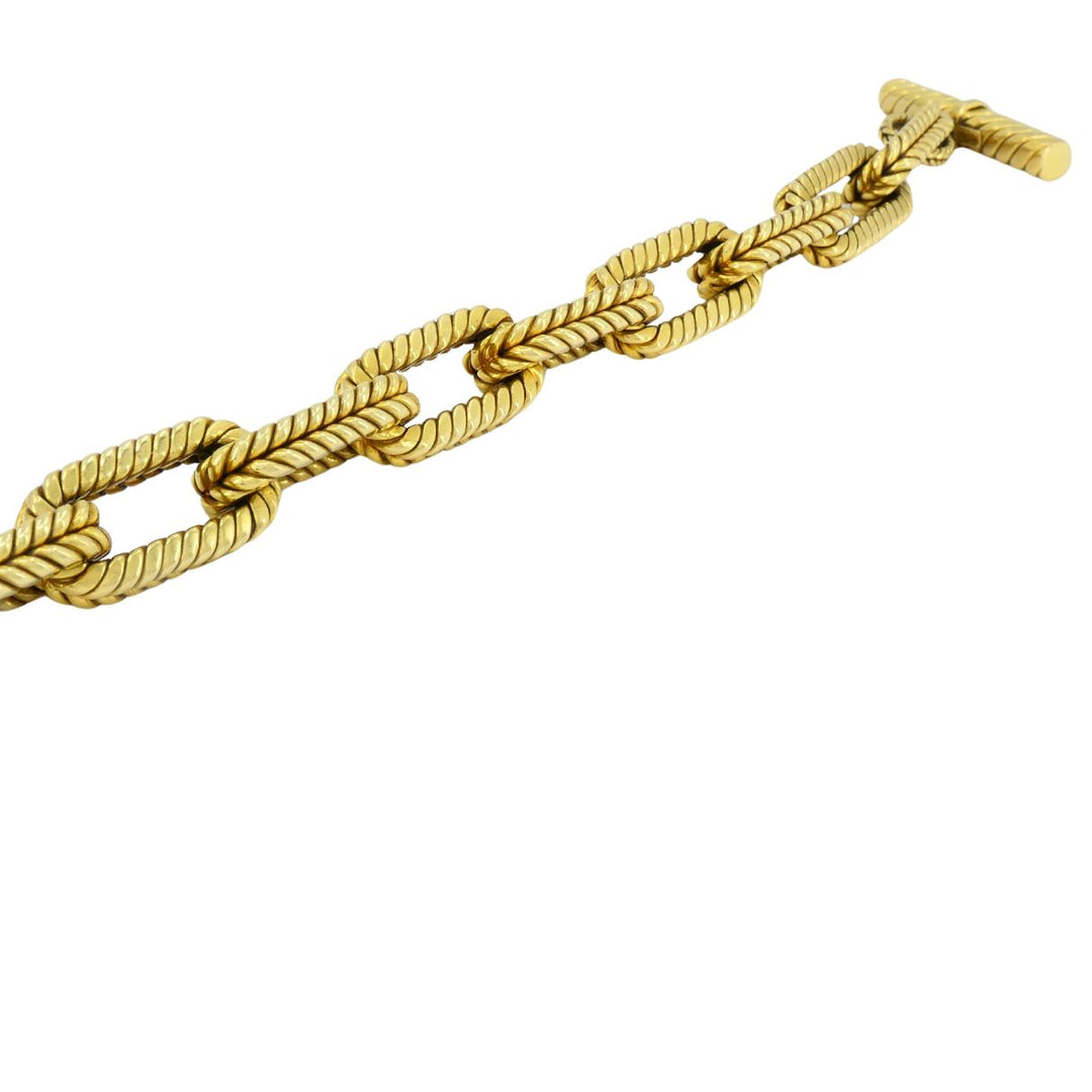 Vintage Italian 18k Yellow Gold Rope Link Toggle Bracelet