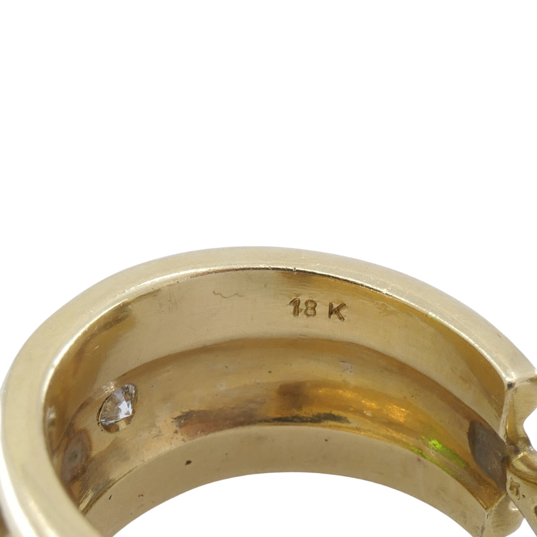 18k Yellow Gold Heart-Shaped Tourmaline Diamond Half-Hoop Earrings