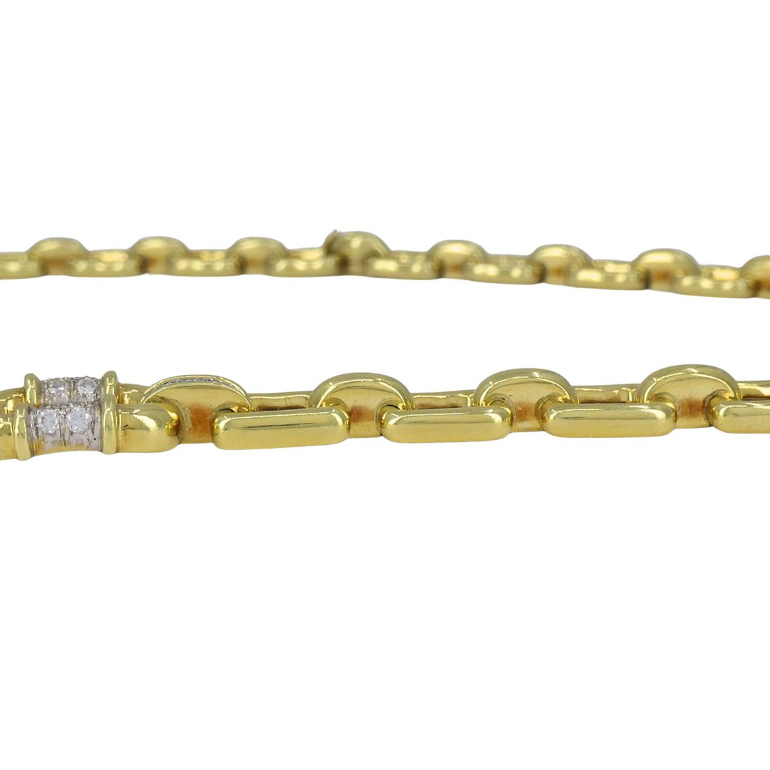 Vintage Cartier 18k Gold Diamond Square Link Collar Necklace