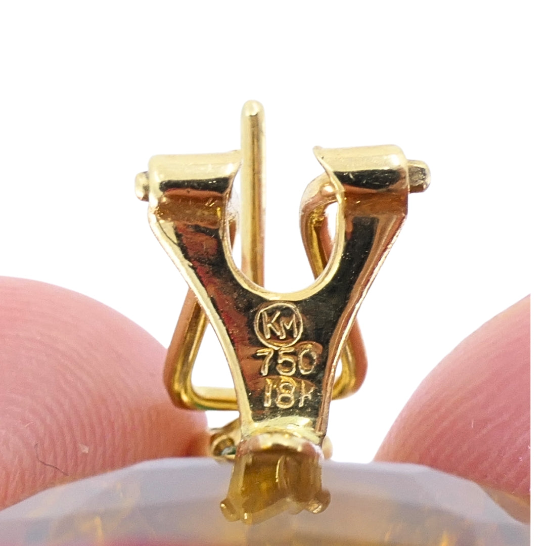 Vintage 18k Gold Citrine Heart Multi-Gemstone Earrings