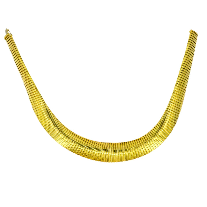 Vintage Tubogas Italian Gold Collar Necklace 18k Estate Jewelry