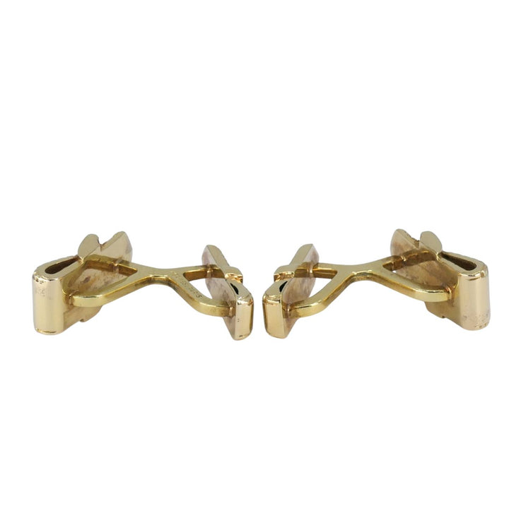 Vintage Hermès Paris 18k Gold Equestrian Cufflinks Horsebit Stirrup Belt Buckle