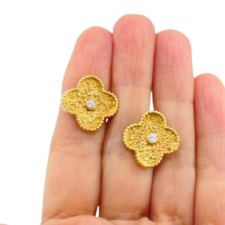 Van Cleef & Arpels Vintage Alhambra Earrings Diamond Gold