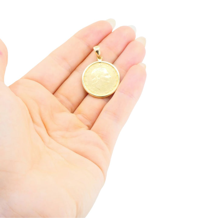 Italian 14k Gold Lire Coin Pendant