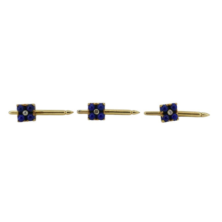 Vintage Cartier NY Gold Lapis Lazuli Diamond Cuff Link Set