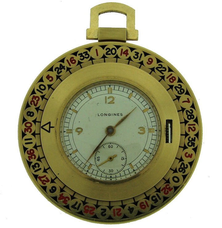 Vintage Longines 14k Yellow Gold Roulette Pocket Watch Retro