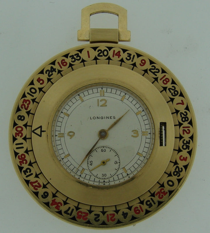 Vintage Longines 14k Yellow Gold Roulette Pocket Watch Retro