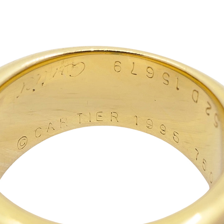 Vintage Cartier 18k Gold Emerald Three-Row Band Ring, 1995