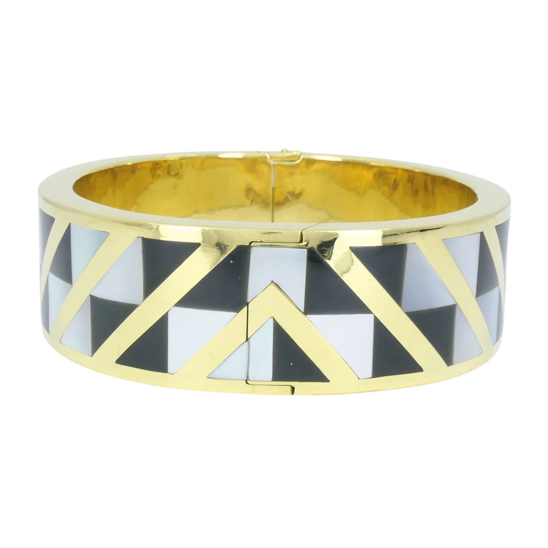 Angela Cummings Tiffany & Co. 1986 18k Gold Onyx Mother of Pearl Inlay Bracelet