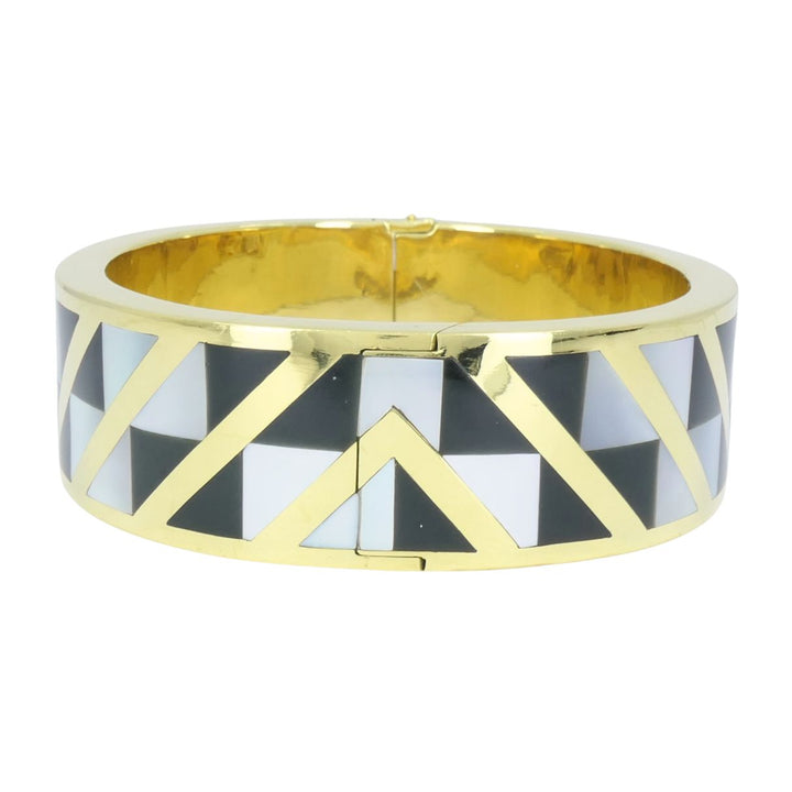 Angela Cummings Tiffany & Co. 1986 18k Gold Onyx Mother of Pearl Inlay Bracelet