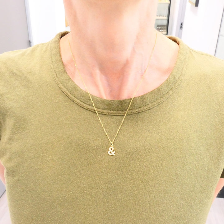 Tiffany & Co. Charm Pendant Necklace 18k Gold Diamond Ampersand Original Box