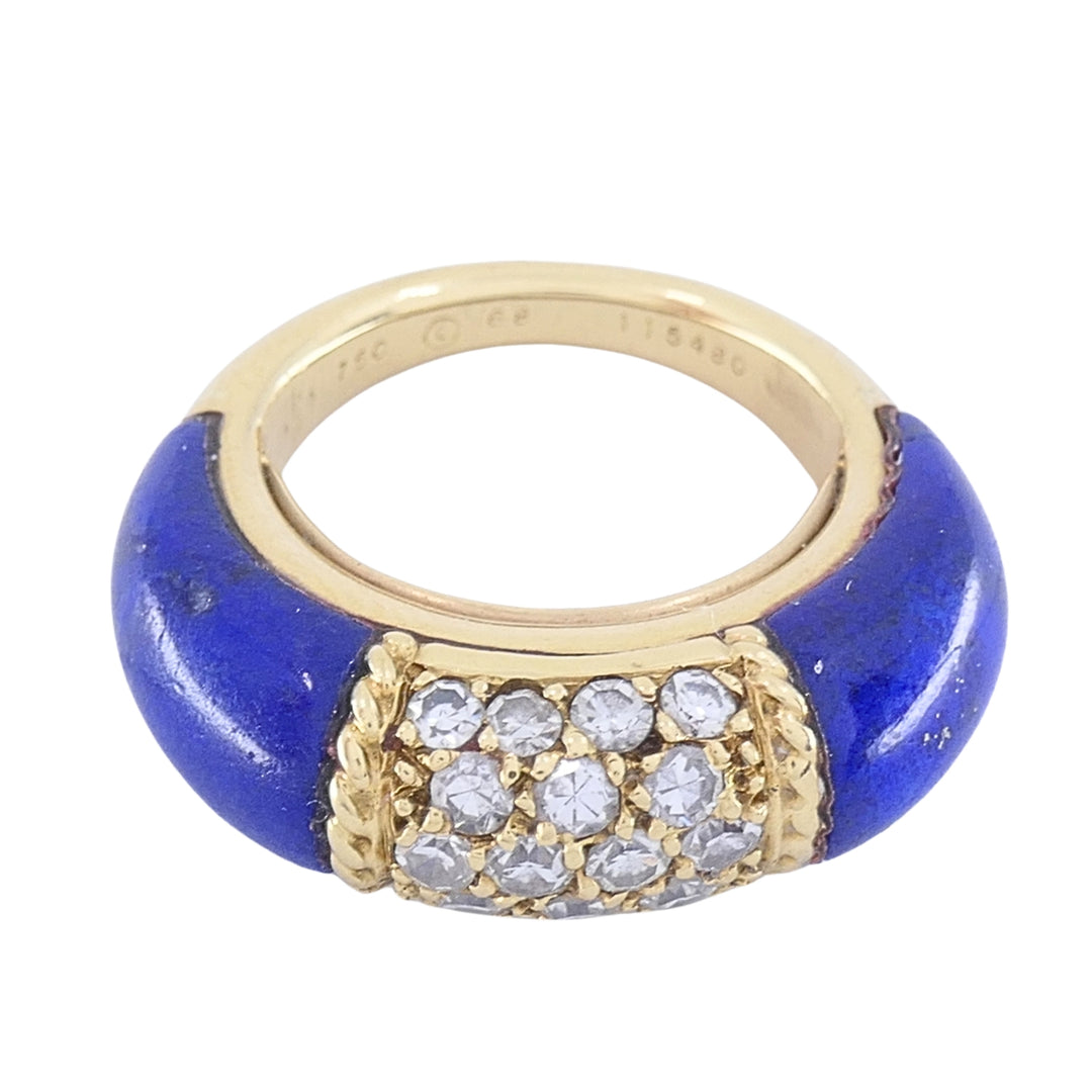 Van Cleef & Arpels Philippine 18k Gold Lapis Lazuli Diamond Ring, 1968