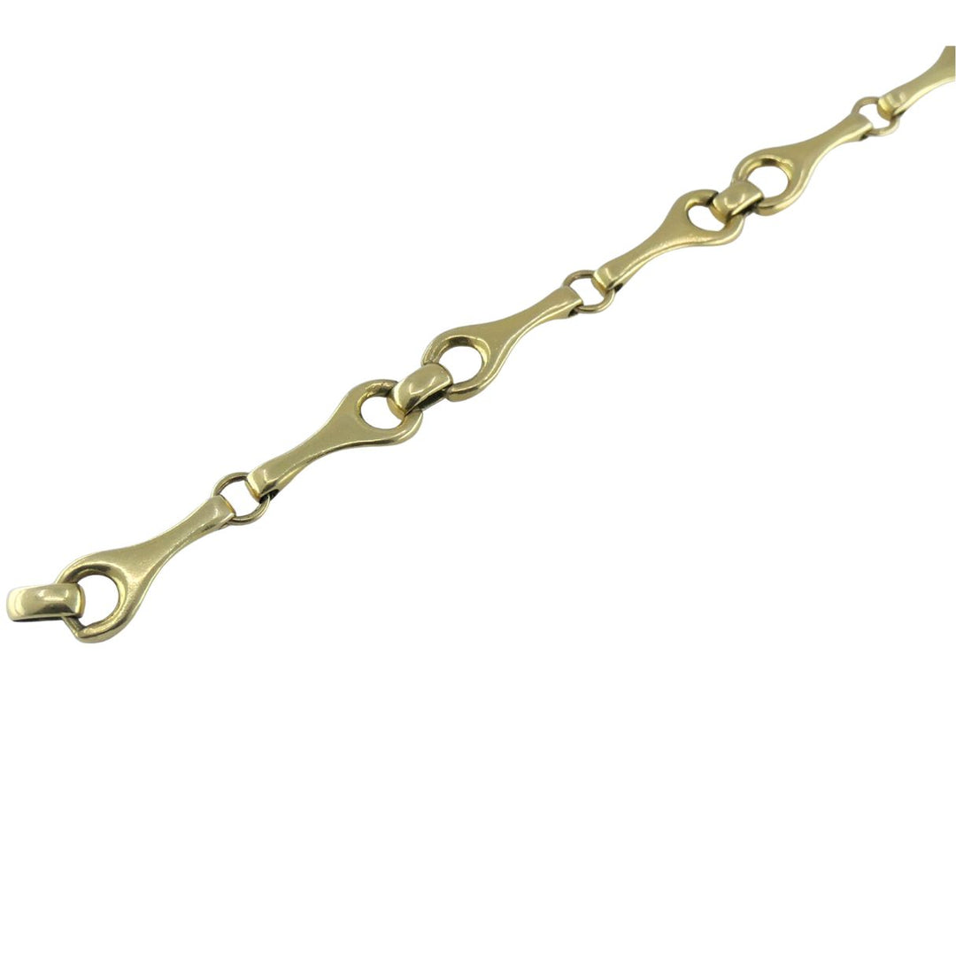 Vintage 18k Yellow Gold Equestrian Horse Bit Stirrup Link Bracelet Circa 1980s