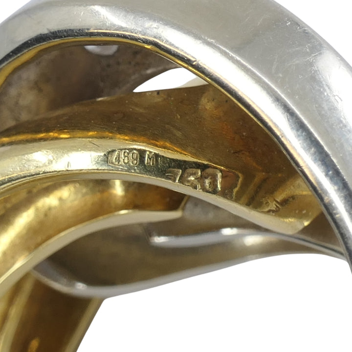 Vintage Pomellato 18k Two-Tone Gold Diamond Interlocking Cocktail Ring