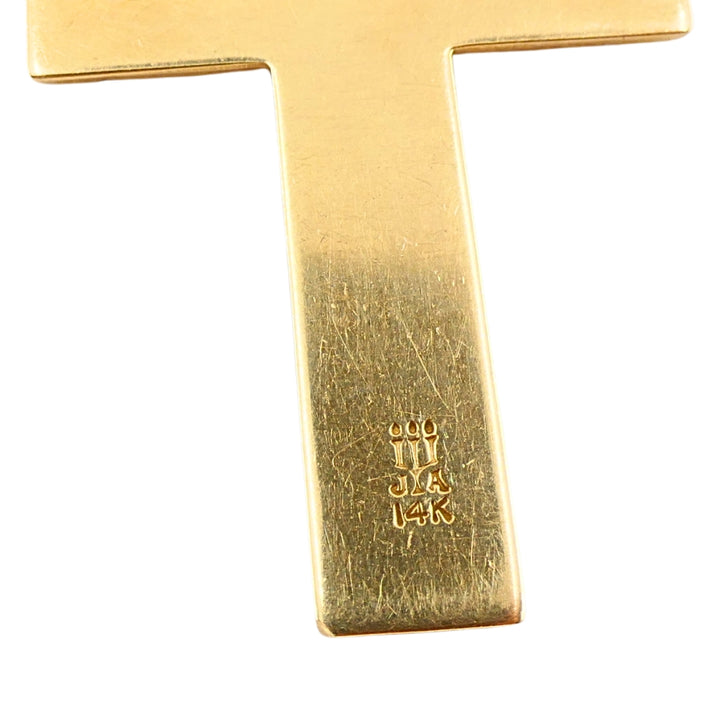 Vintage 14k Gold Cross Pendant Necklace Twisted Chain
