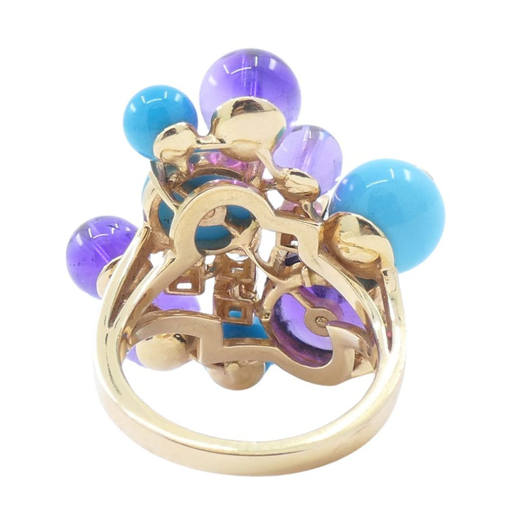 Cartier Necklace & Ring Set 18k Gold Amethyst Turquoise Diamond Box & Cert.