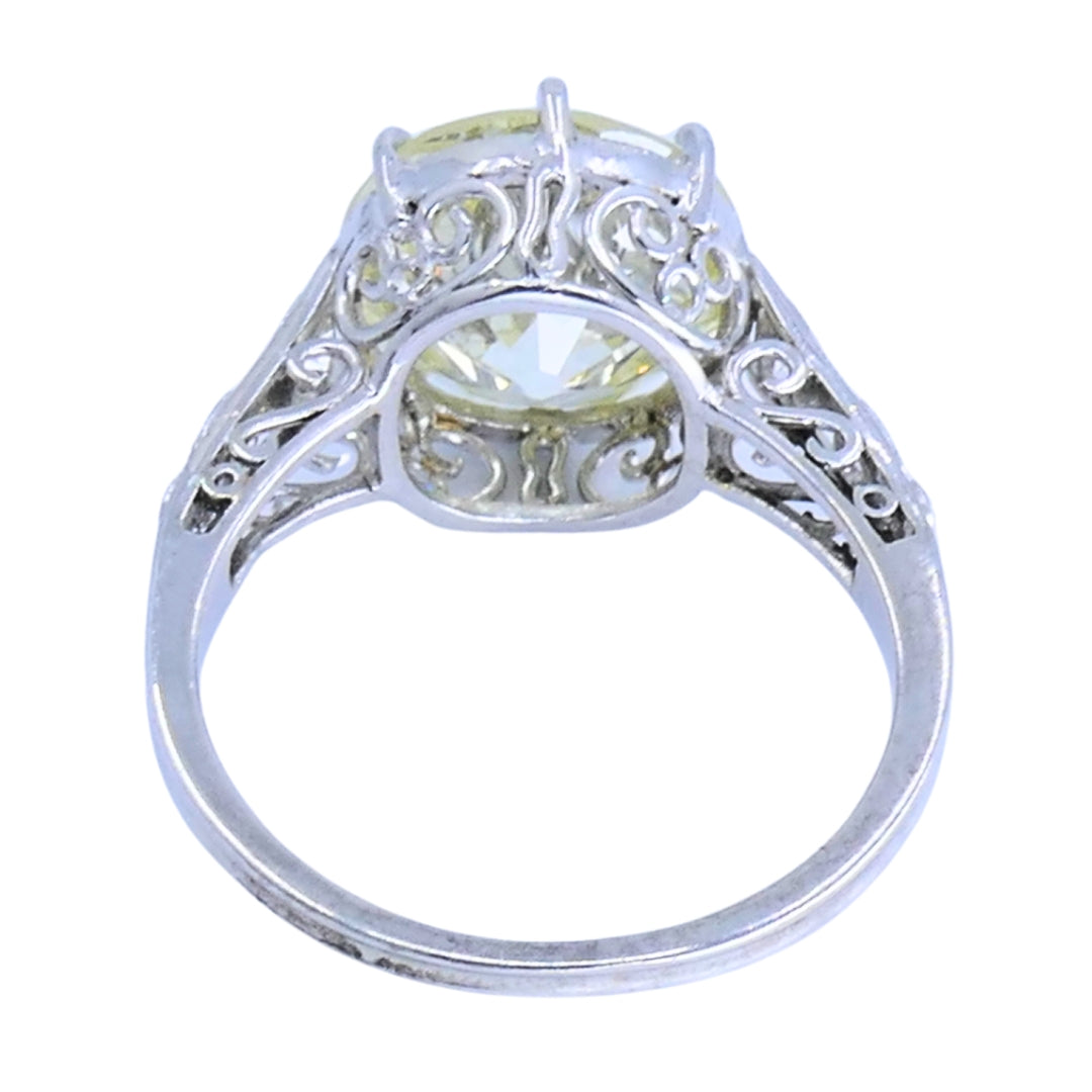 Art Deco Engagement Ring Old European Cut Diamond Platinum Ring Solitaire