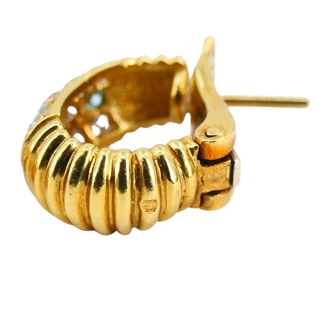 Vintage Van Cleef & Arpels 18k Gold Diamond Huggie Earrings