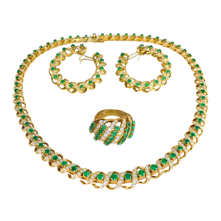 Vintage Asprey & Co. Emerald Necklace 18k Gold Diamond