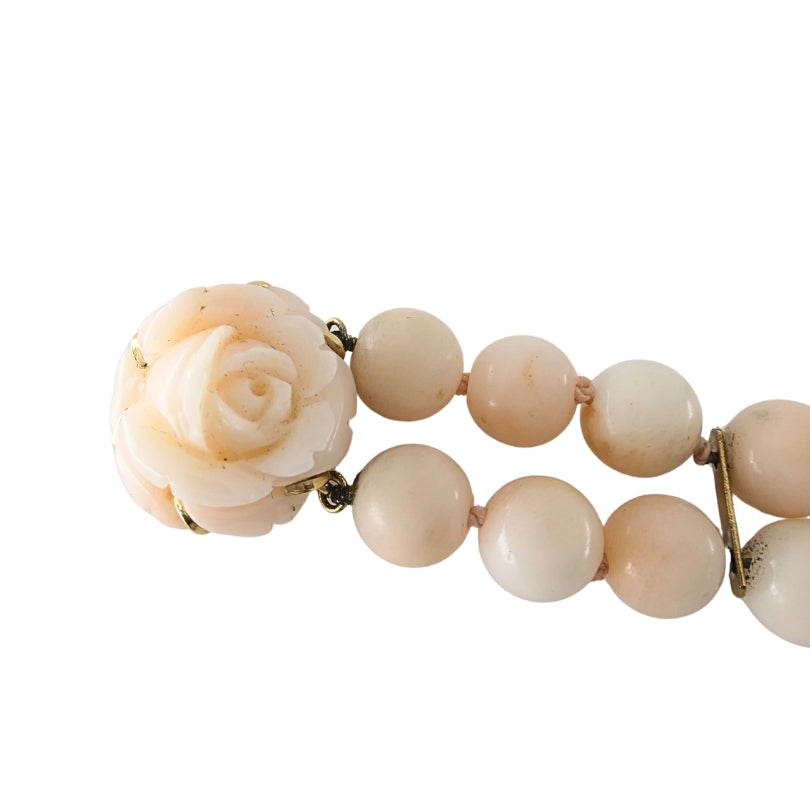 Baume & Mercier 14k Angel Skin Coral Double Strand Bracelet Watch, 1960s