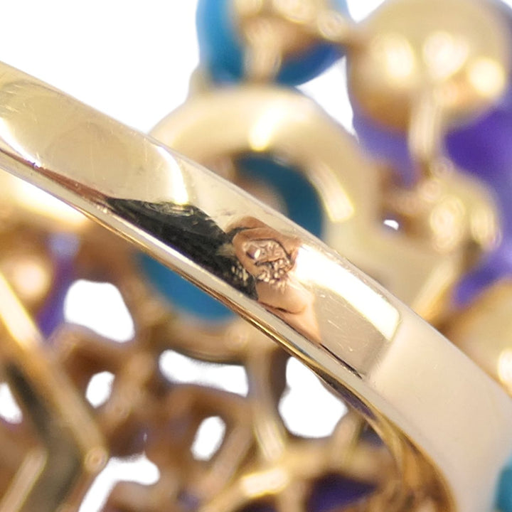 Cartier Délices de Goa 18k Rose Gold Diamond Turquoise Amethyst Ring